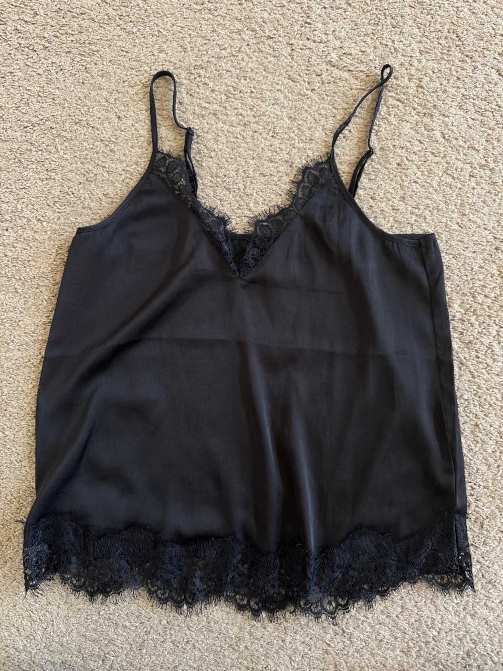 Divided Black Silk Lace Tank Top